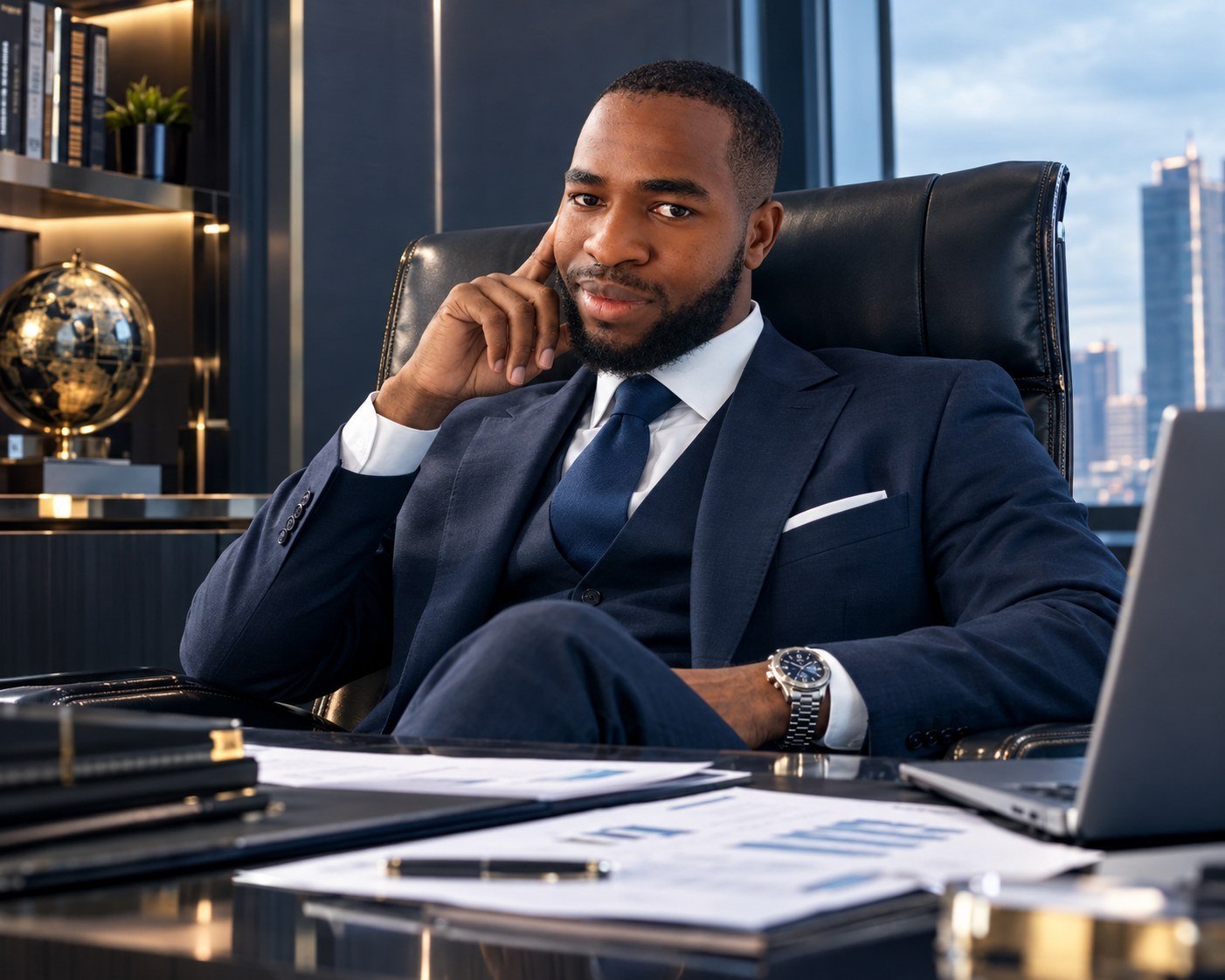 Homme charismatique dans un bureau luxeux